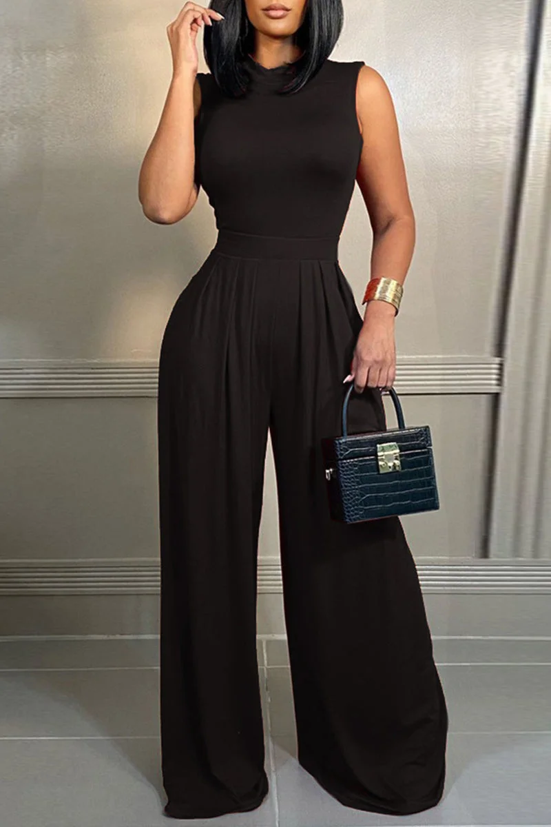 Fashion Casual Solid Patchwork O Neck Sleeveless Two Pieces