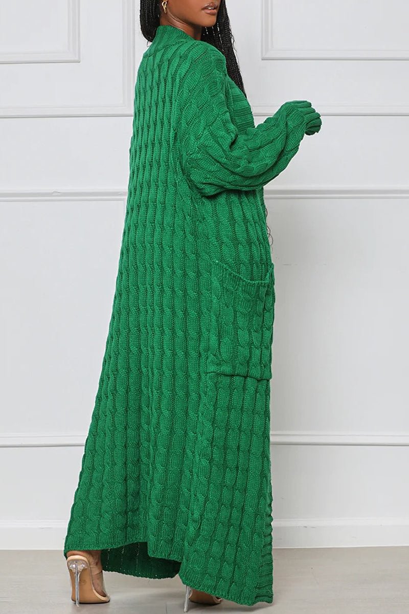 Solid Color Knitted Sweater Coat