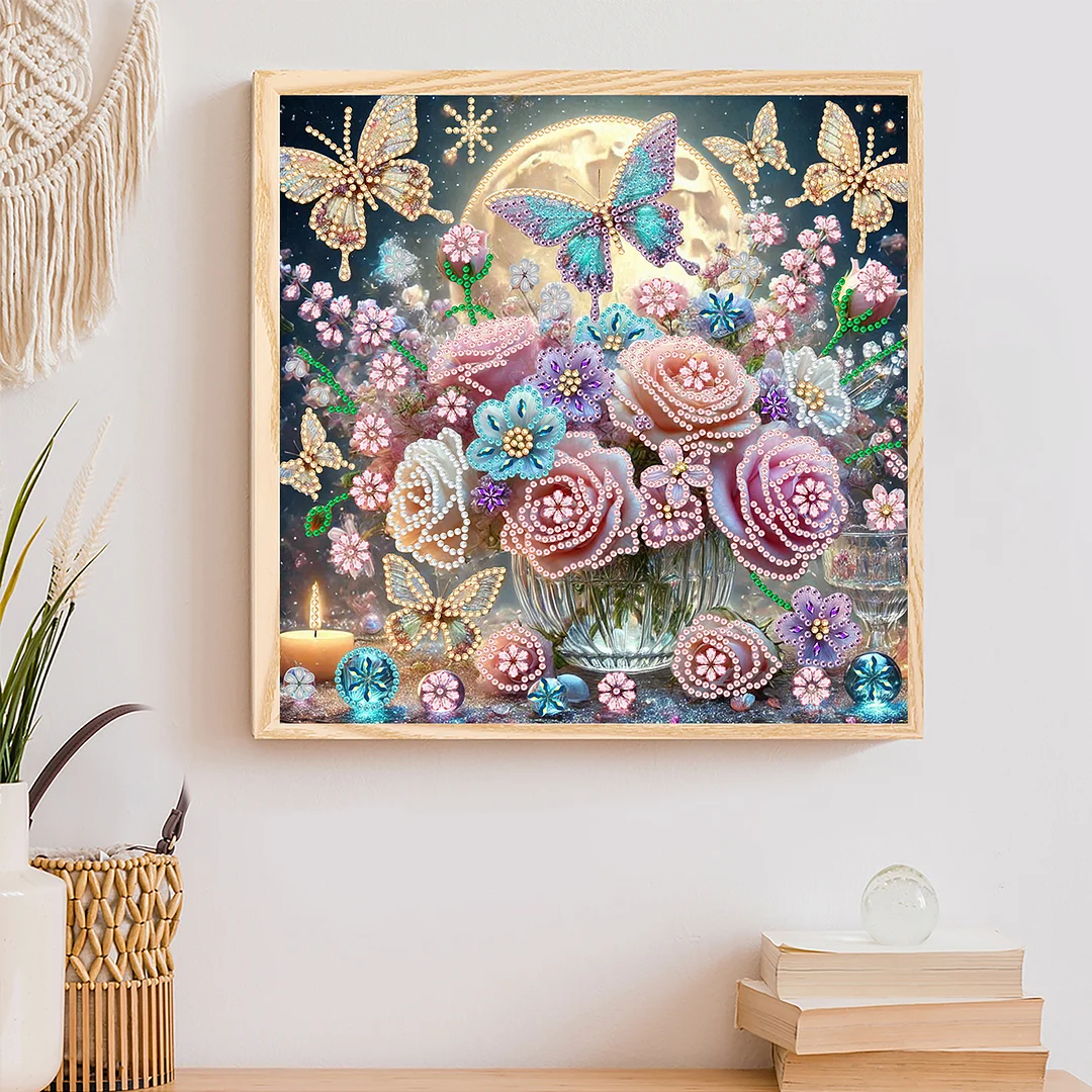 Flowers Butterfly - Diamond Painting - Partial Special Shaped Drill(Canvas|30*30cm)