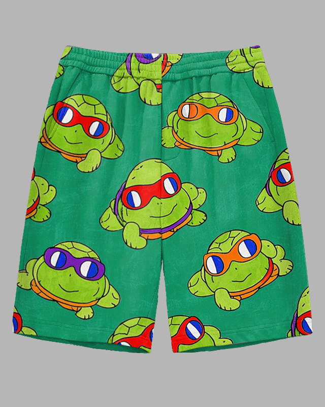 Men's Big & Tall Cartoon Turtle with Glasses Printed Outdoor Daily Casual Sporty Shorts