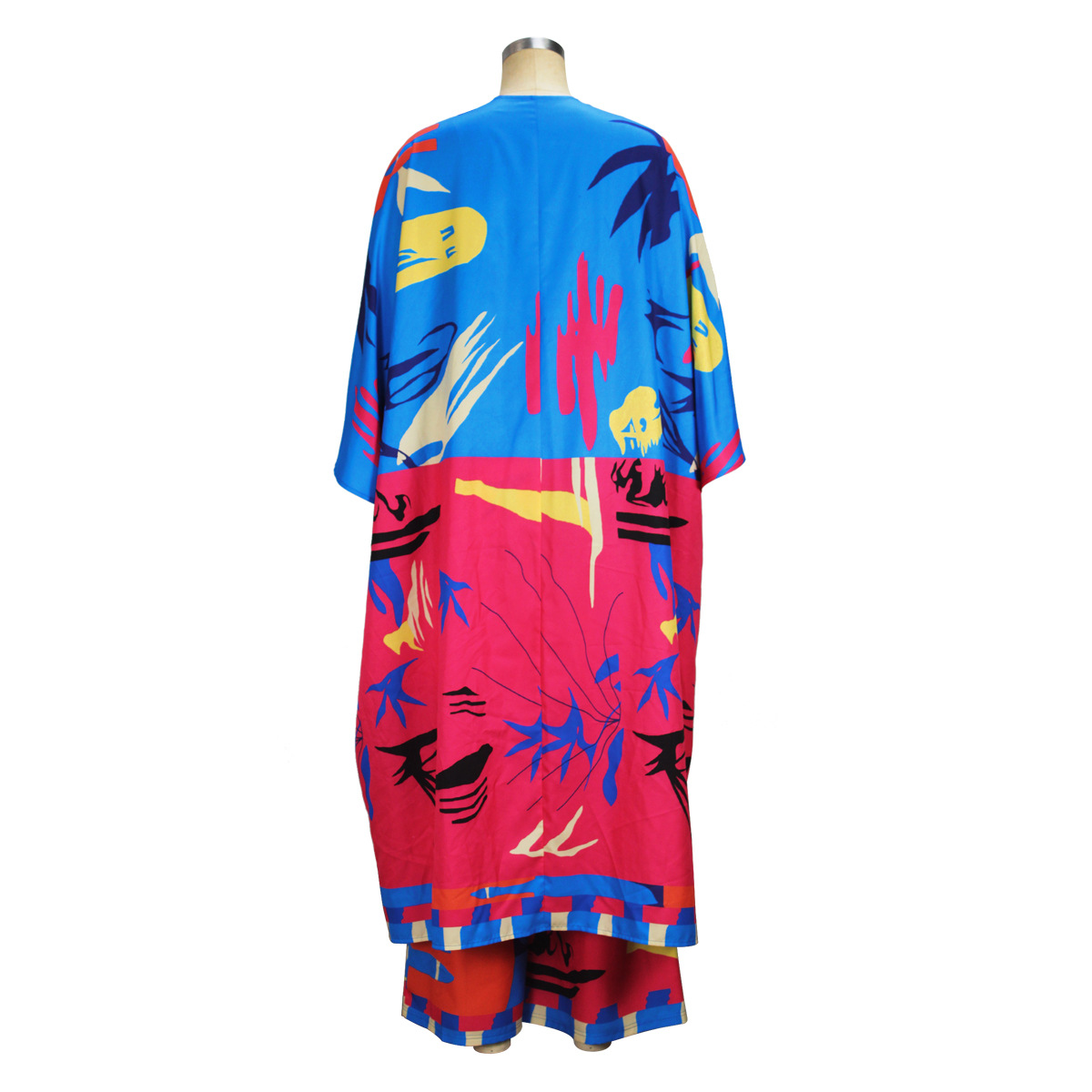 Spring Autumn Casual Printed Cardigan Shawl & Wide Leg Trousers Set - Ootddress
