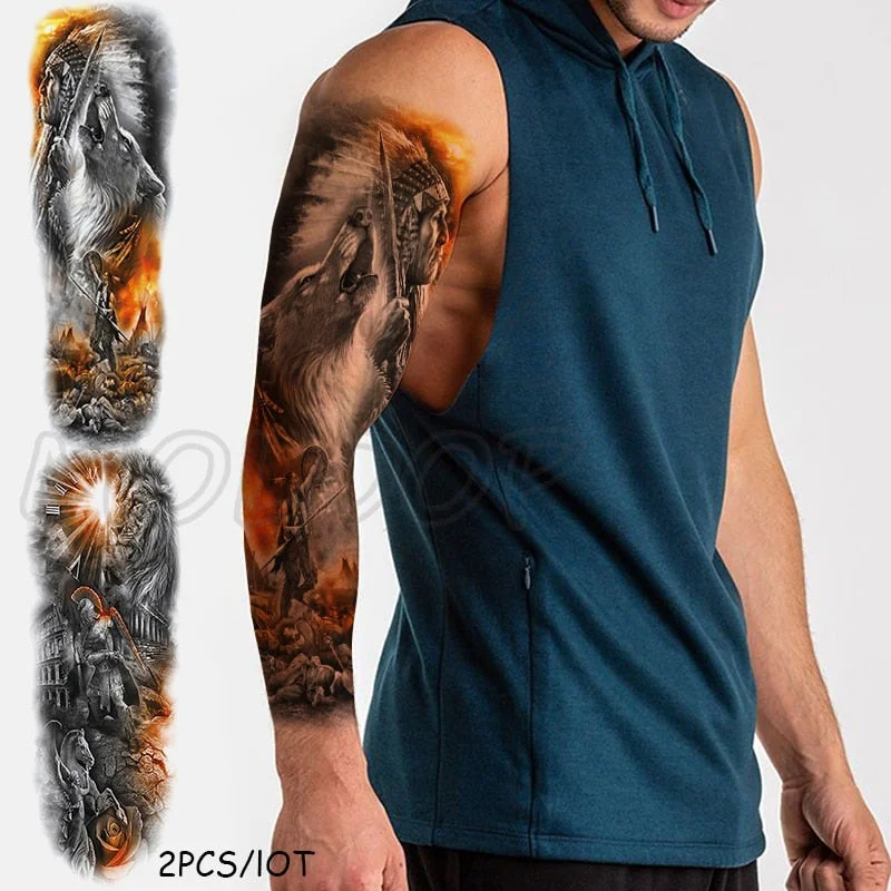 Waterproof Temporary Tattoo Sticker Full Arm Large Virgin Cross Tatoo Stickers Flash Fake Tattoos for Men Women