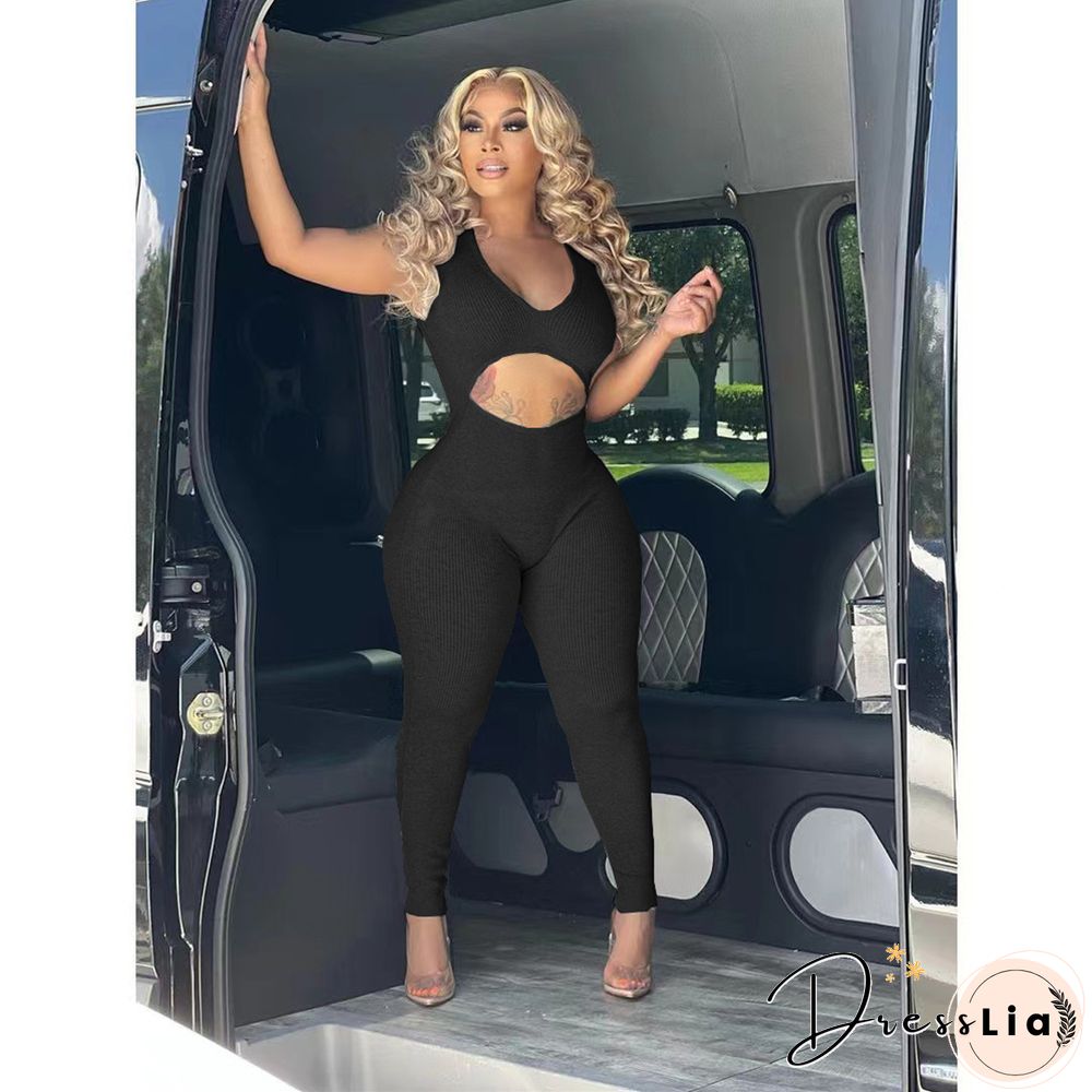 Sleeveless Cut Out Skinny One Piece Jumpsuit