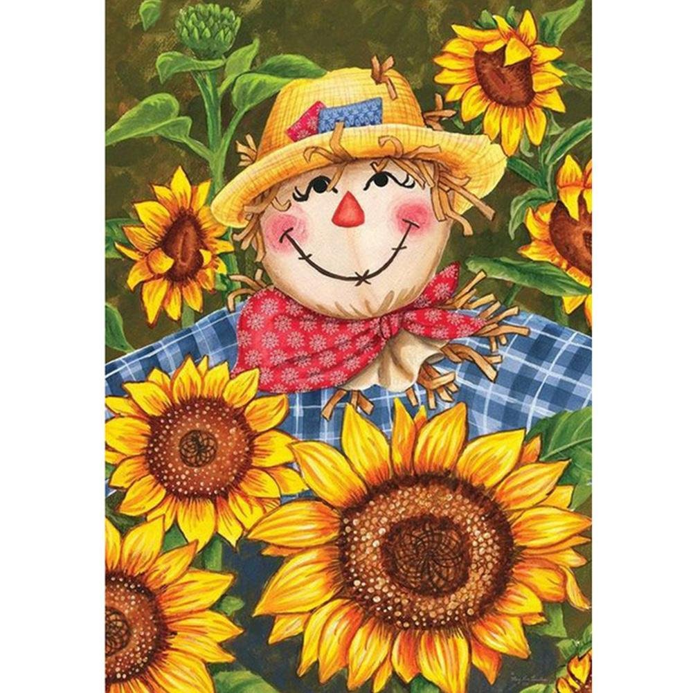 Full Round Diamond Painting Sunflower Scarecrow (40*30cm)