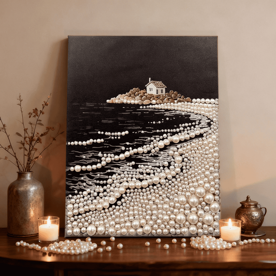DIY Pearl Painting Art Kit, Oil Painting Style Beads Canvas With Frame 40*50cm