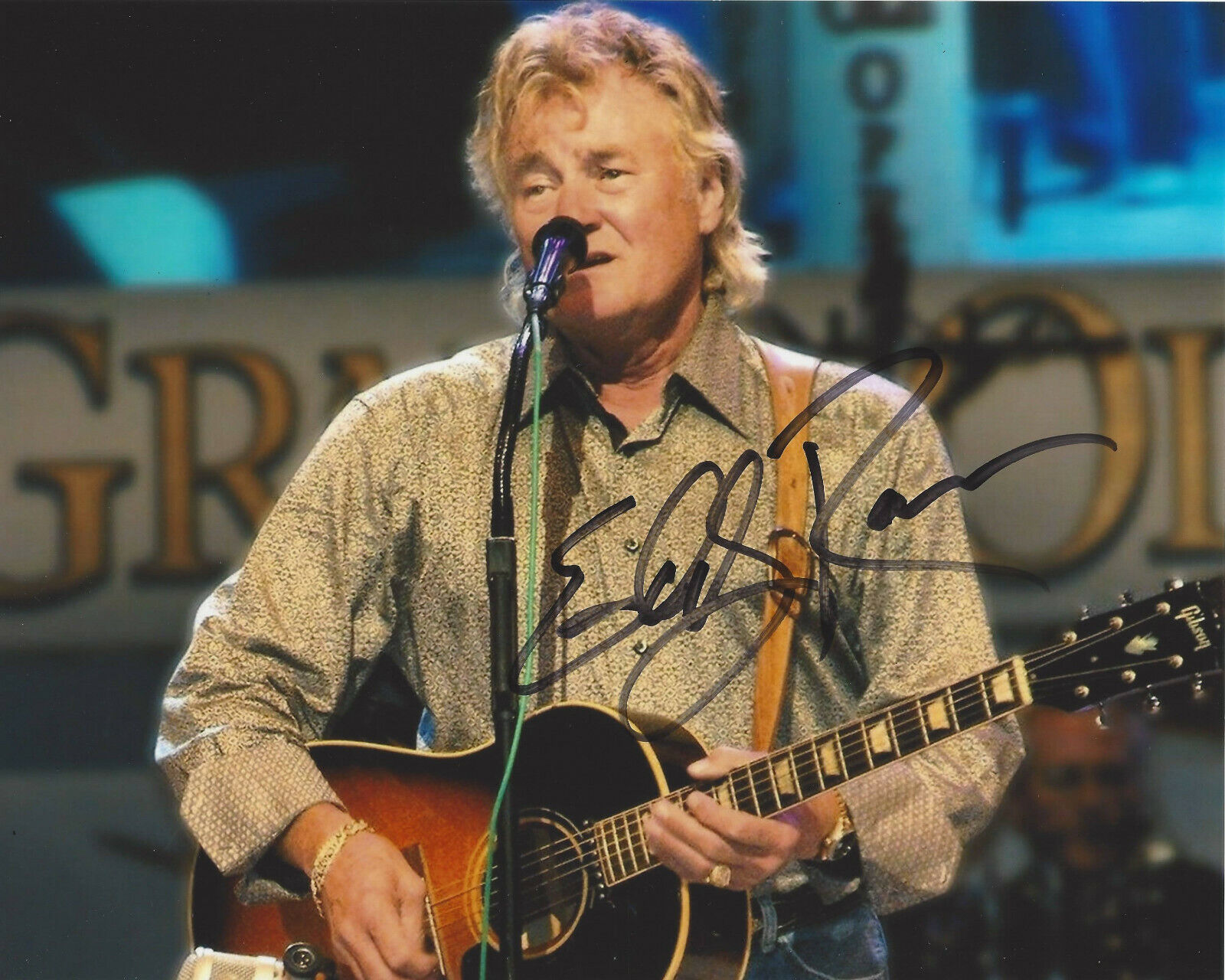 EDDY RAVEN COUNTRY MUSIC SINGER SIGNED AUTHENTIC 8x10 Photo Poster painting B w/COA GUITARIST