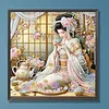 5D DIY Diamond Art Painting Kit Partial Drill Japanese(Tea Kimono Lady)