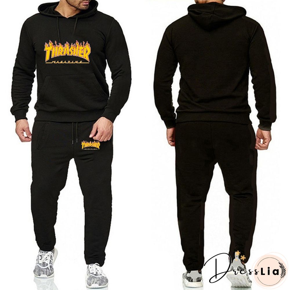 Womens Men Hoodie Set Ladies Trackeduits Fashion Pullover Top Long Jogging Trousers Pcs