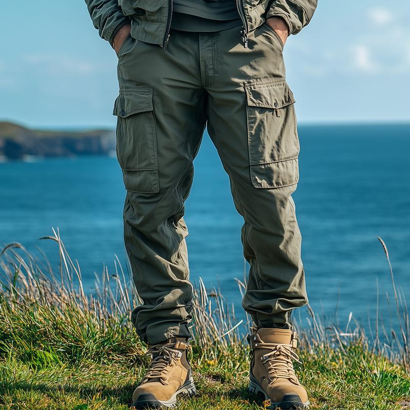 Men's Solid Color Multi-Pocket Cargo Pants