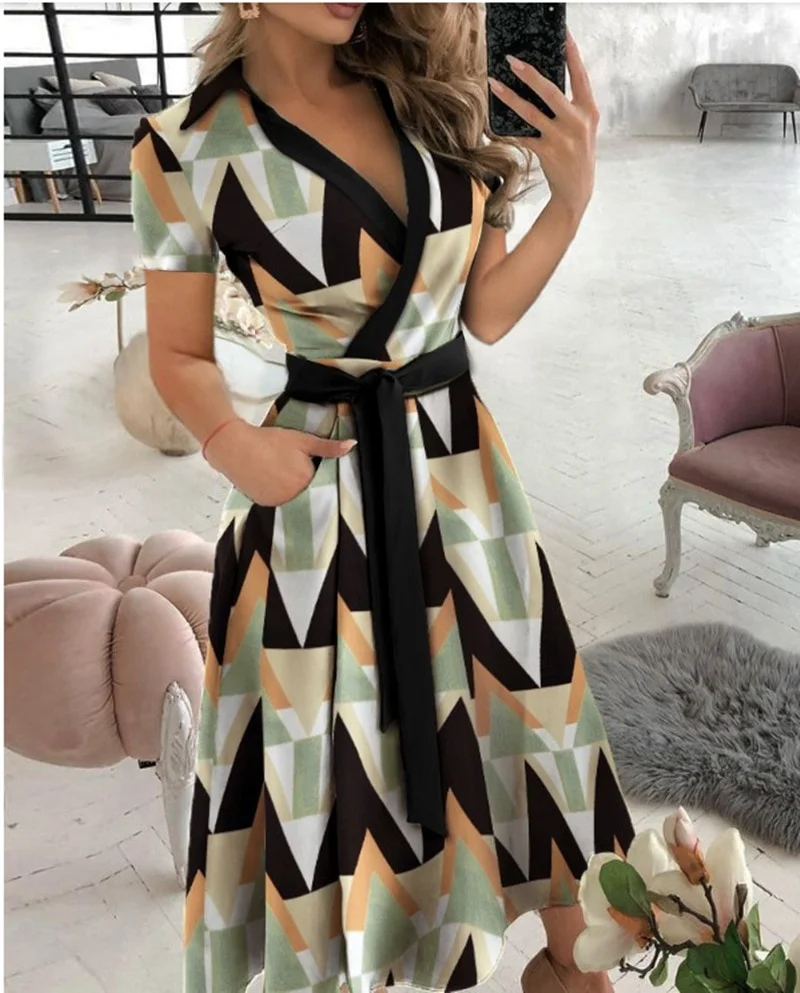 Spring And Summer Women's Fashion Long Sleeve V-Neck Butterfly Print Wrapped Hip Dress Women's Red Pocket Lace Up Slim Fit Dress