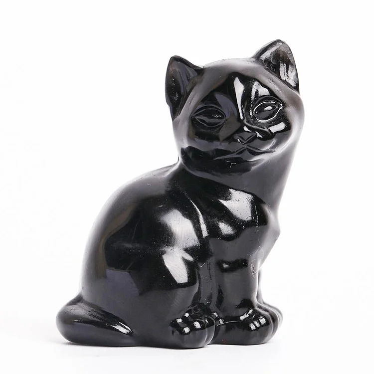 Black Obsidian Crystal Carving Animal BulkCat