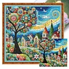 Glass Painting Colorful House-11CT Stamped Cross Stitch 50*50cm/19.69*19.69in tapestrymarket