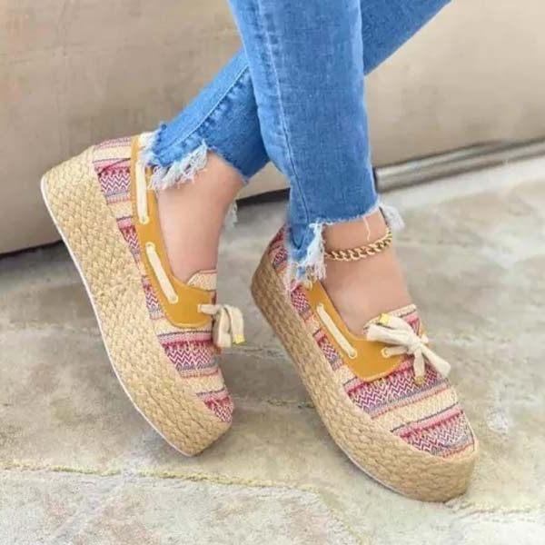 Women's Fashion Muffin Knit Platform Loafers -loafers
