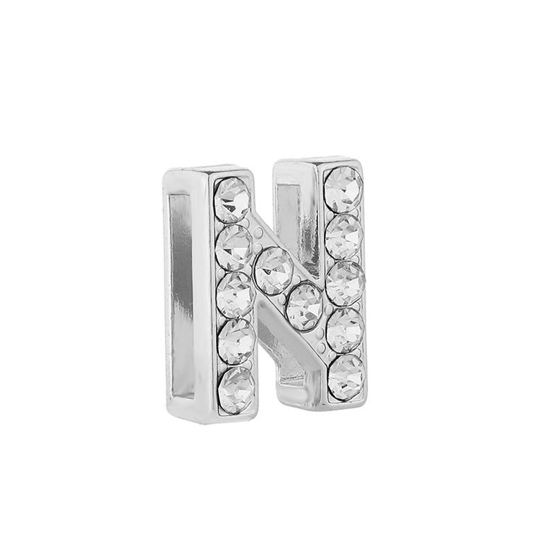 5 PCS/Package 10mm Metal Rhinestones Letter Beads