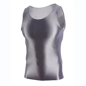 Glossy men's silk tight quick-drying vest