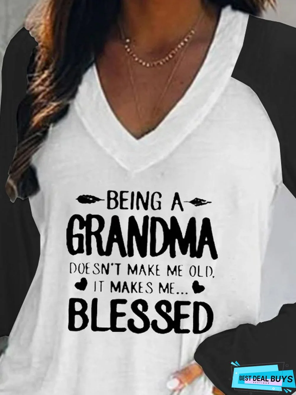 Casual Loosen Letter Printed V neck Tunic T-Shirt