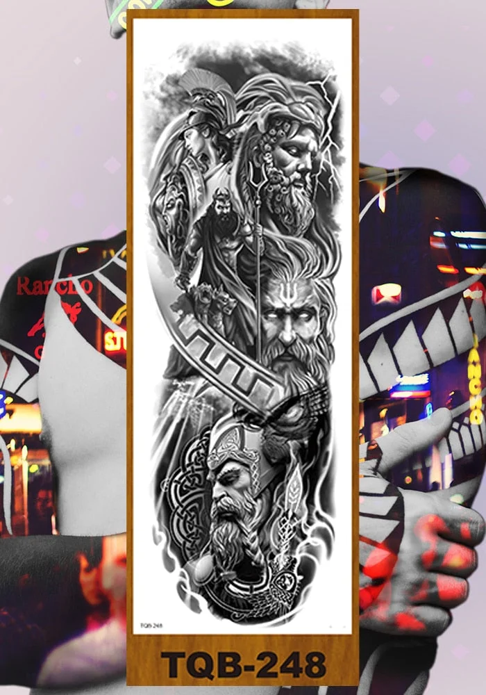 Full Flower Arm Temporary Tattoos Stickers Man Woman Girls Leg Fake Tatoo Lotus Buddhism Pray Cross Wing Drop Shipping DIY