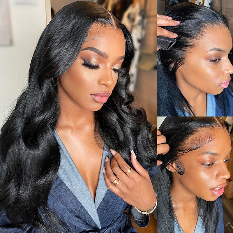 7X7 HD Body Wave Lace Closure Wigs 200% Density Human hair Wigs With Baby Hair