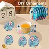 Blue Fish 5d DIY Tiermuster Diamantmaler-Untersetzer mit Halter Startseite