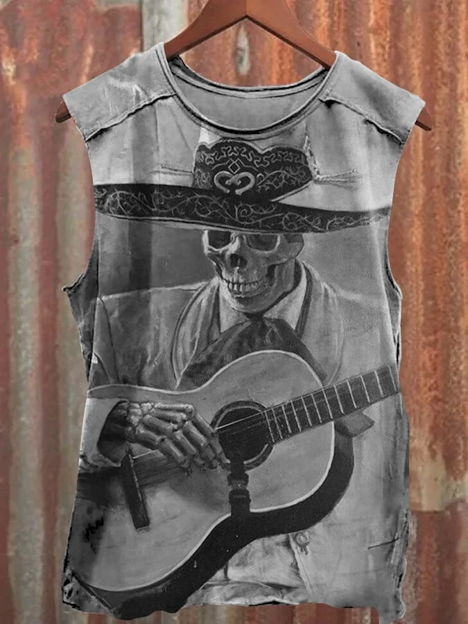 Unisex Vintage Print Casual Vest