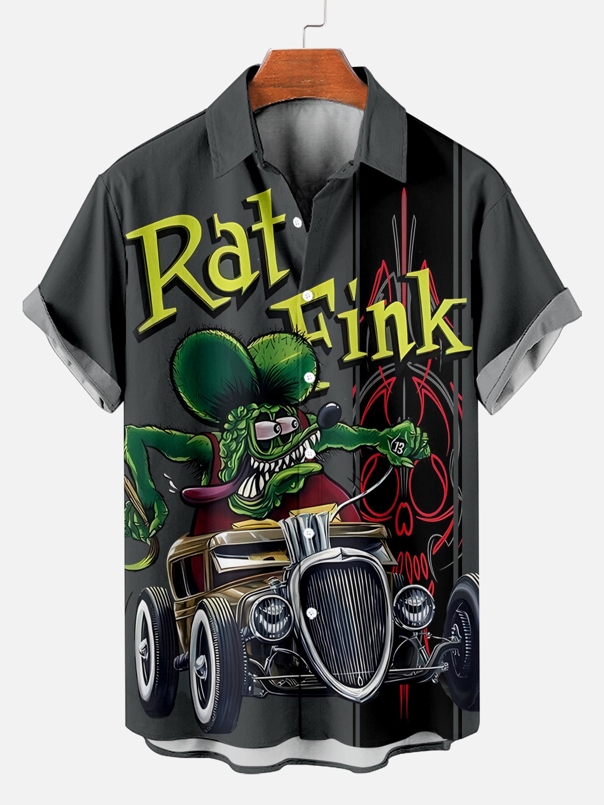 Modified Car Rat Pinstripe Short Sleeve Shirt PLUSCLOTHESMAN