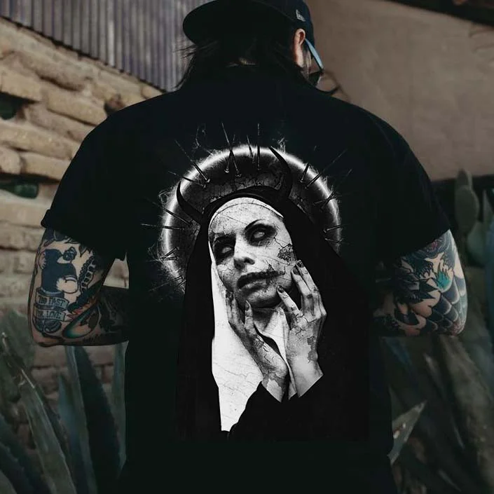 "Apostasy" Nun Printed Men's T-shirt -  