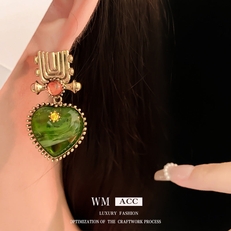 Medieval Heart Geometric Alloy Electroplating Earrings