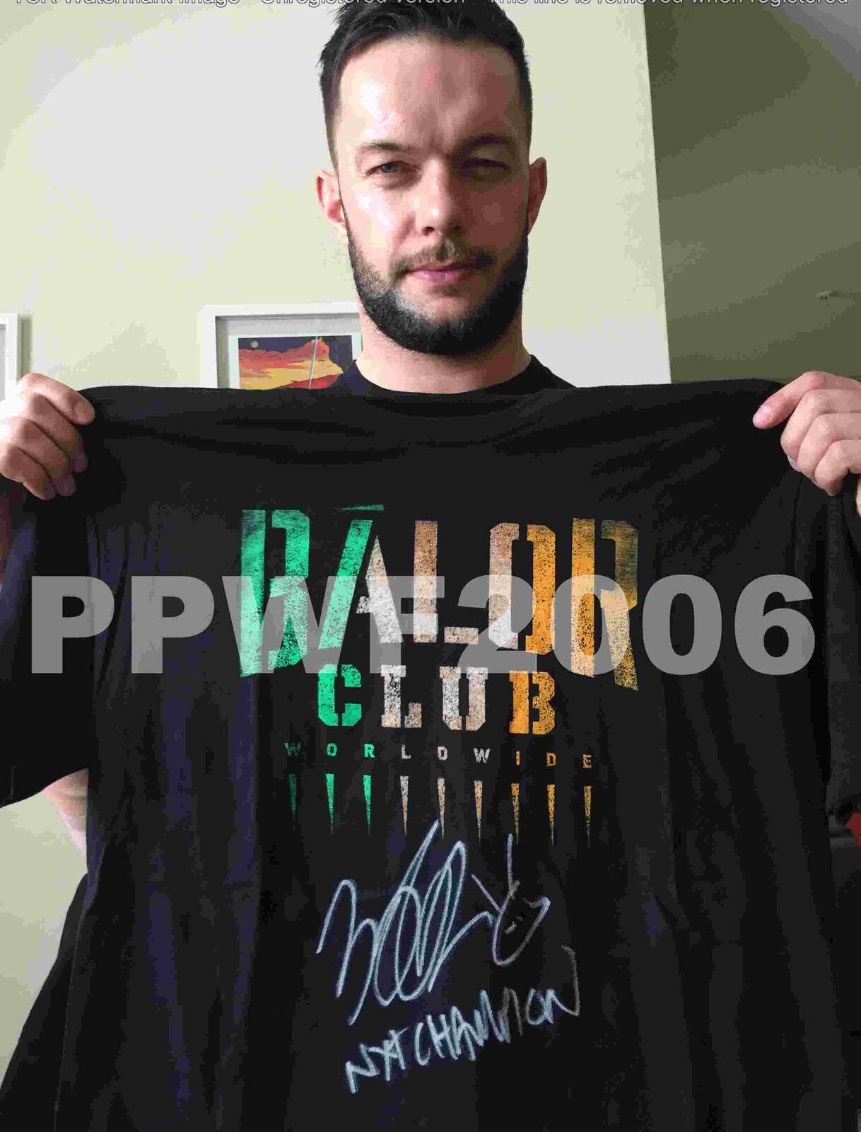 WWE NXT FINN BALOR CLUB HAND SIGNED T-SHIRT WITH PICTURE PROOF AND COA