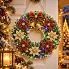 DIY Special Shaped Diamond Painting Wreath, Double-Sided Printing Christmas Wreath Hanging with LED Light Decor Kit 