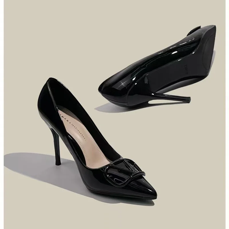 Breakj Breakj Mother Temperament Of The Same Temperament Naked High-Heeled Women 2025 New Design Sense Of Small French V Buckle Tip