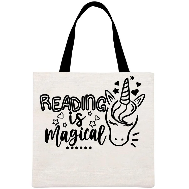 Resding Is Magical Printed Linen Bag