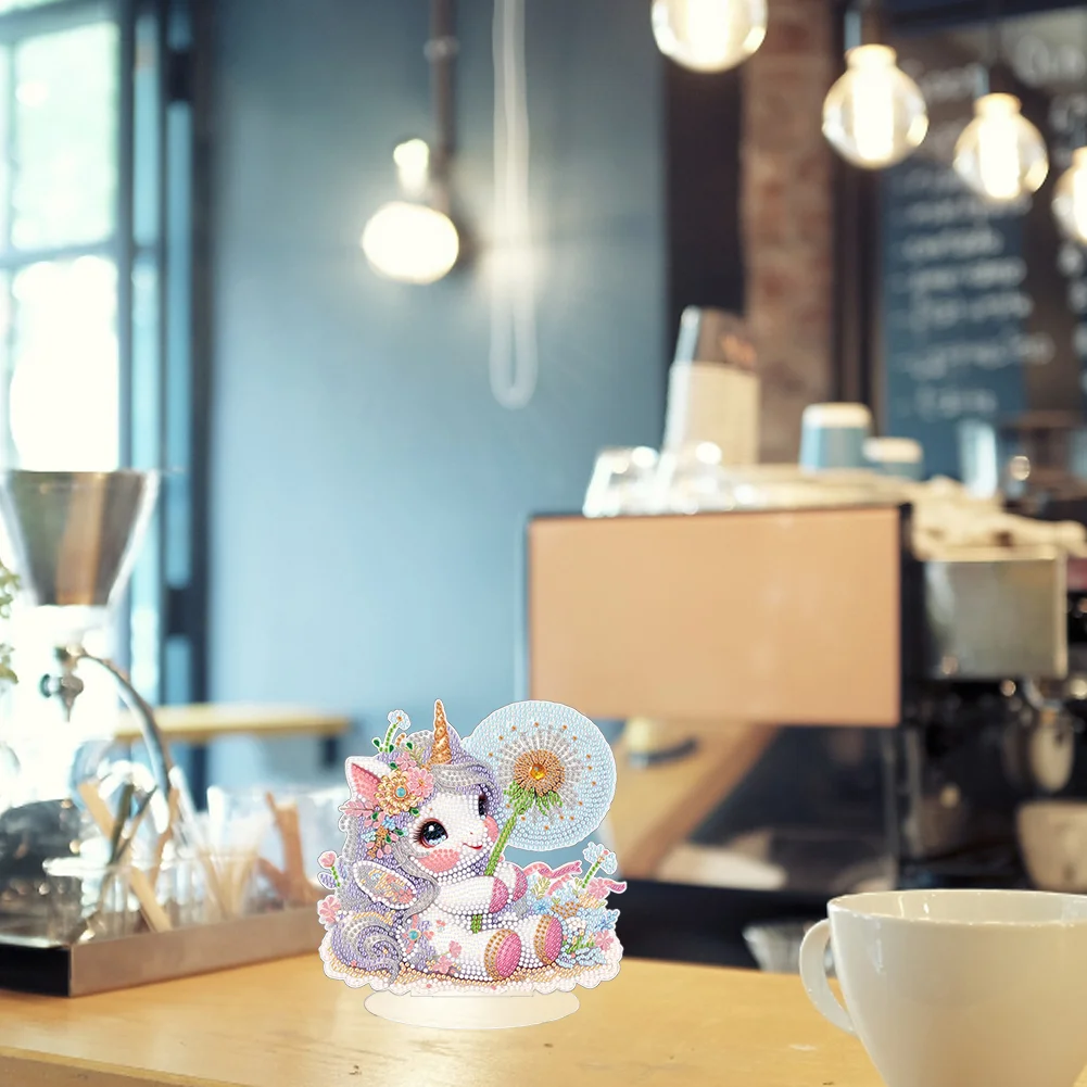 DIY Dandelion Unicorn Single-Side Desktop Diamond Art Kits for Adults Beginner Kid