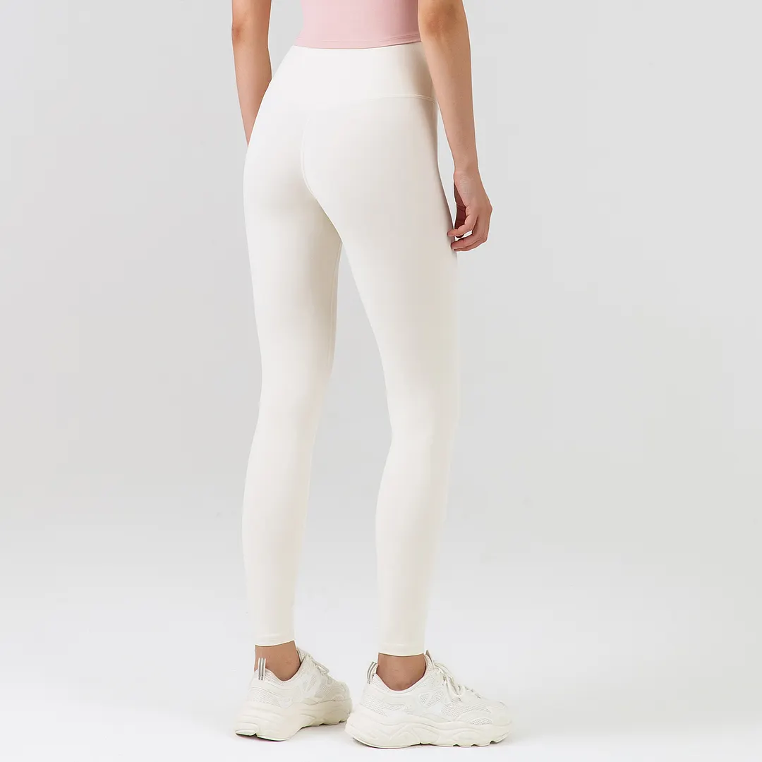 Hergymclothing Ivory White no camel toe slim fit wide waist bubble peach super stretch tummy control non see through nylon gym yoga pants online shopping