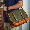 Organizer Handmade Luxury Canvas Genuine Leather Men's Large-capacity Messenger Bag Outdoor Designer Waterproof Shoulder Bag