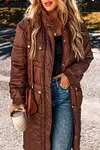 Women's Winter Thick Quilted Puffer Stand Neck Long-length Coat