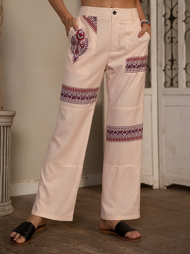 Tribal Vintage Pockets Silk Pants