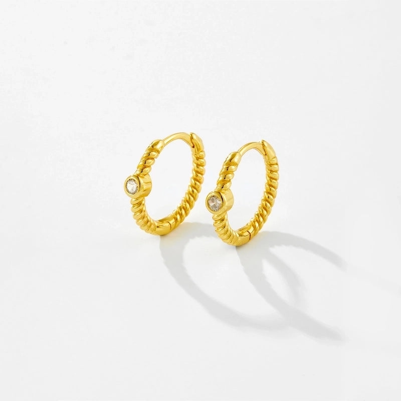 1 Pair 18K Gold Plated White Gold Plated 925 Sterling Silver Geometric Earrings