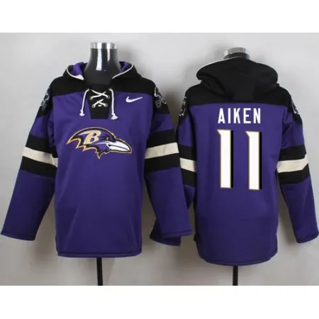 Ravens #11 Kamar Aiken Purple Player Pullover NFL Hoodie