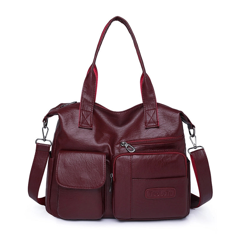 Women’s Pu Leather Solid Color Streetwear Square Zipper Handbag Crossbody Bag