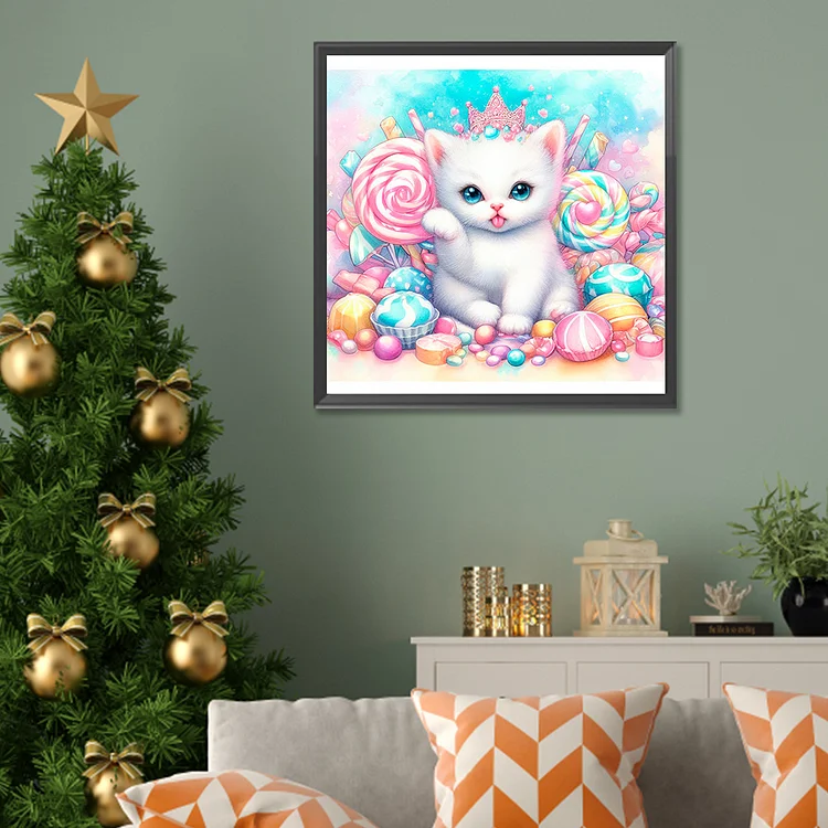 IEFSCAY Adult Diamond Painting Kits - Cat in Flower Cup Diamond Painting,  Digital Oil Painting Round Rhinestone Crafts Canvas,16x16inch Bathroom  Decor
