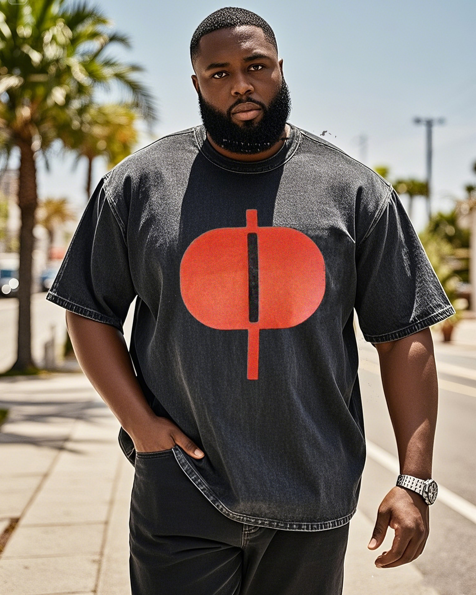 Plus Size Men's INVINCIBLE Hero Denim Short Sleeve T-Shirt
