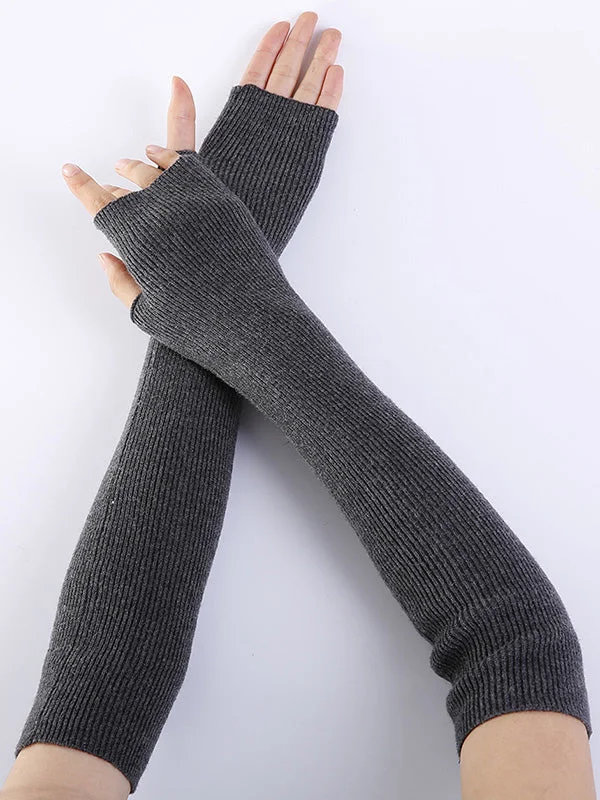 Knitted 7 Colors Sleevelet Gloves- Black