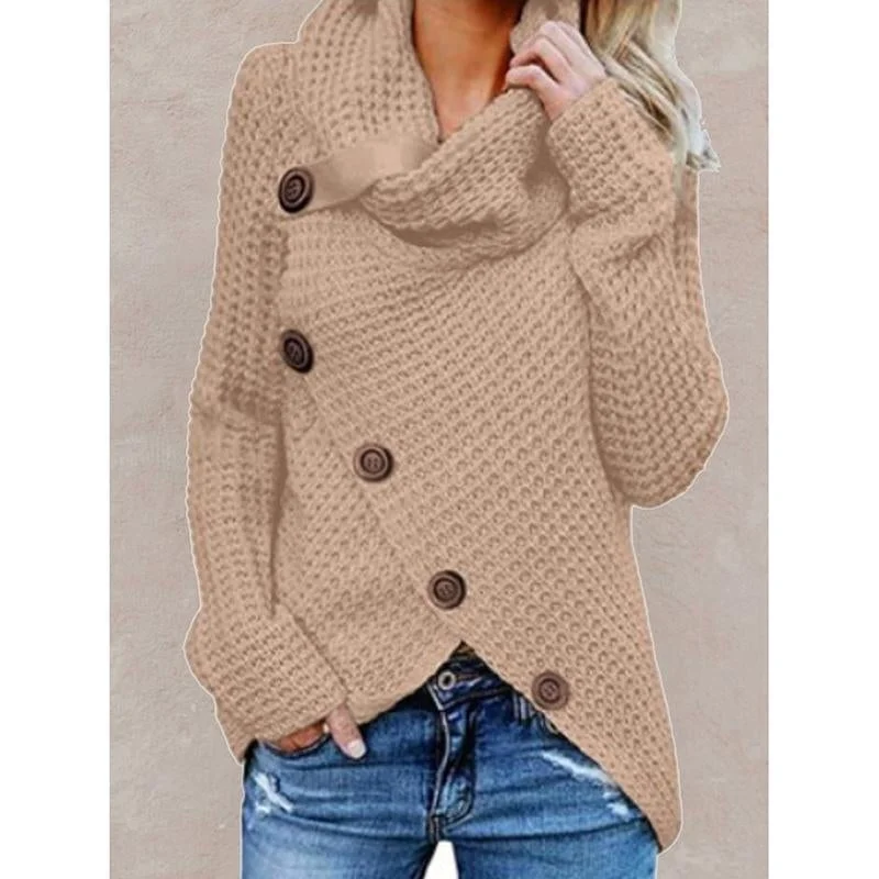 Buttoned Wrap Turtleneck Sweater | EGEMISS