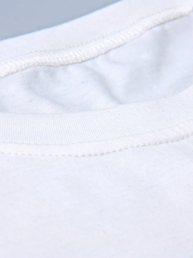 Panda Print White Crew Neck Animal Casual Shirts & Tops