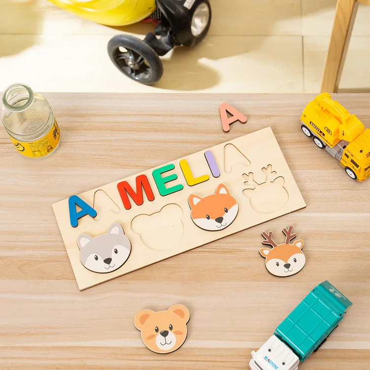 Animal Name Puzzle Wooden Puzzles Custom Name Educational Toys for Toddlers