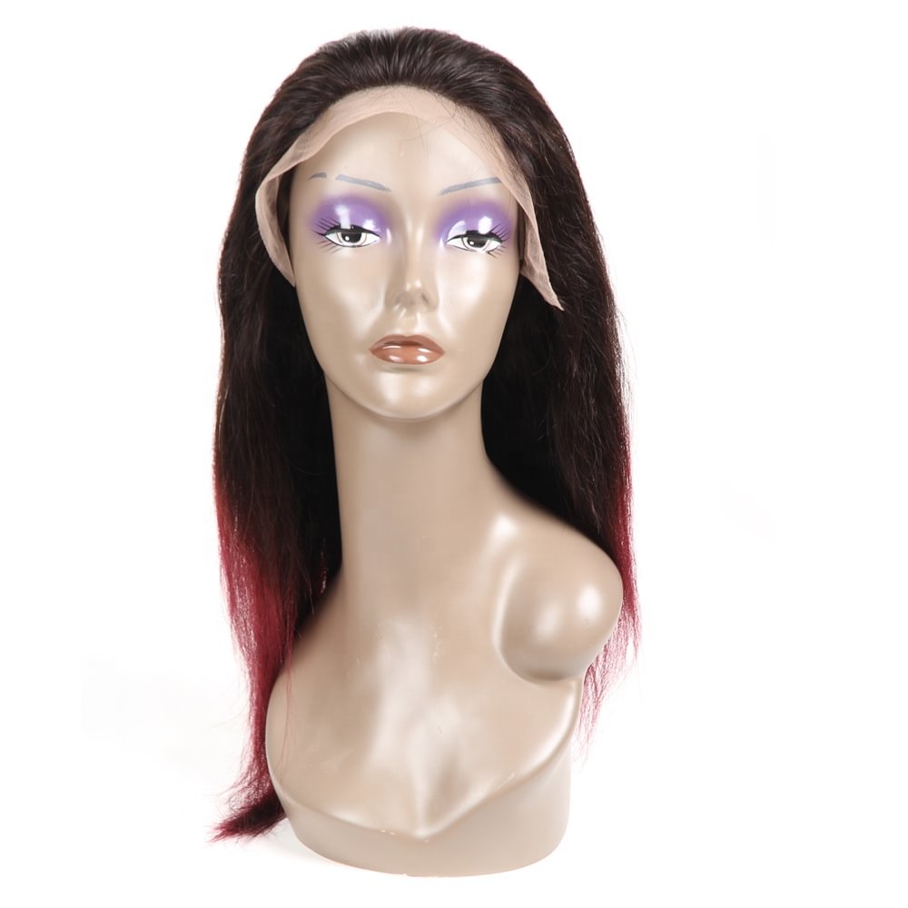 Wholesale Human Lace Front wig Straight Wave Burgundy Red Full Virgin Brazilian Cuticle Aligned Human Hair Wig 13"X4" Lace Part