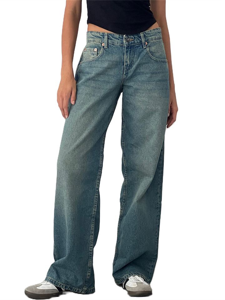 Women's Denim Micro-radiator Type Pants New Women's Straight Jeans