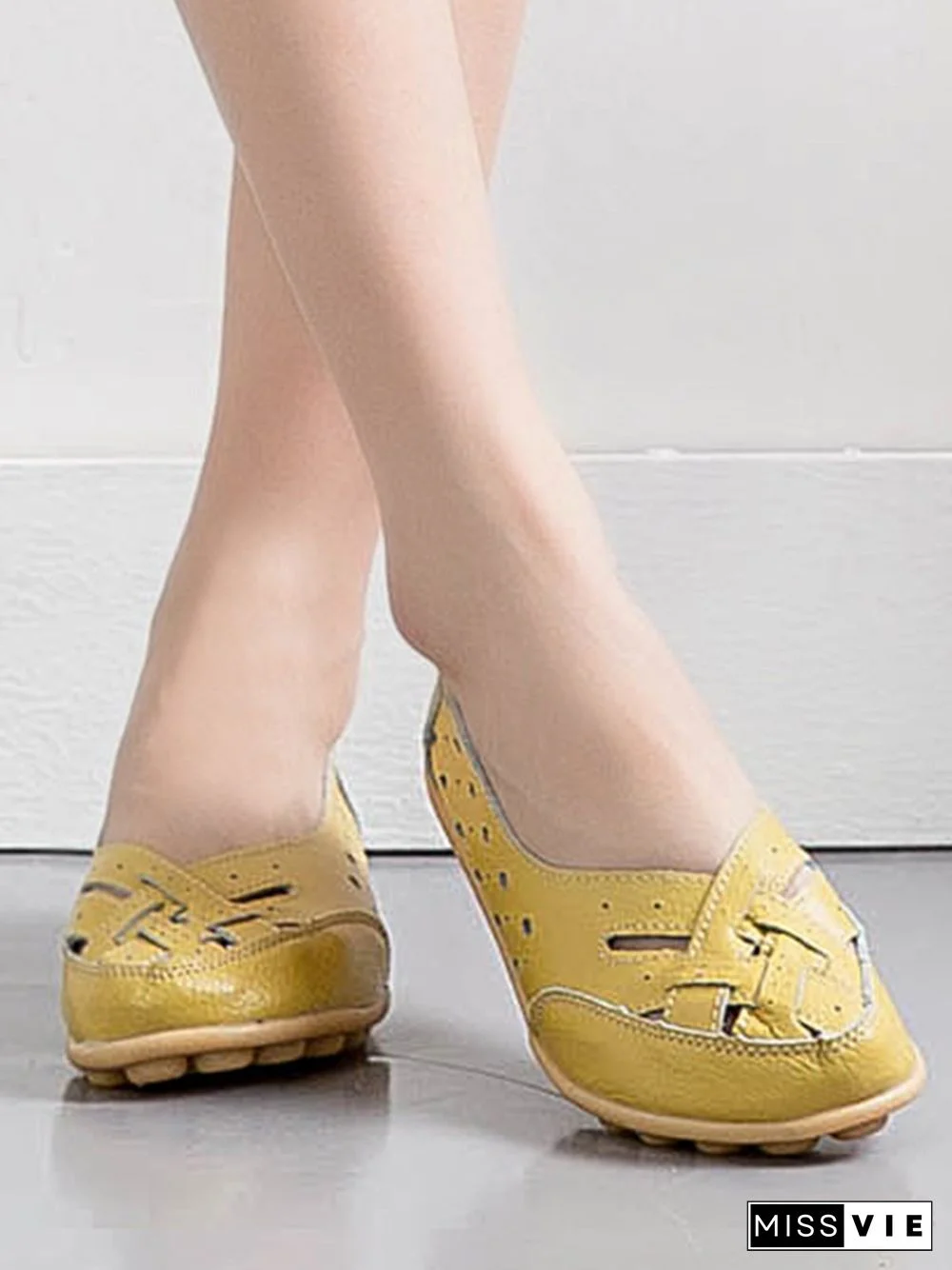 Hollow Leather Soft Sole Shoes