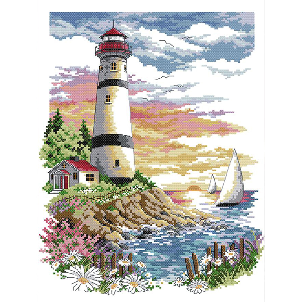 

Lighthouse - 11CT Counted Cross Stitch - 40*50CM, 501 Original