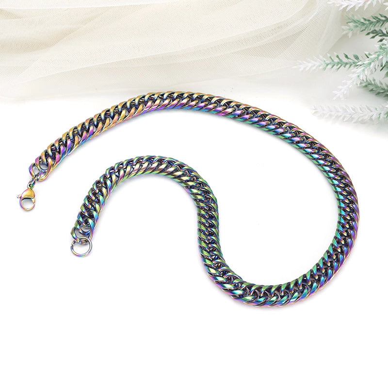 Stainless Steel Cuban Chain Men’s Trendy Men’s Hip Hop Titanium Steel Necklace Jewelry Plain Chain